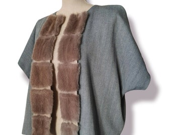 Mink Fur Light Wool Gray Short Jacket Vest Cardigan City Fashion