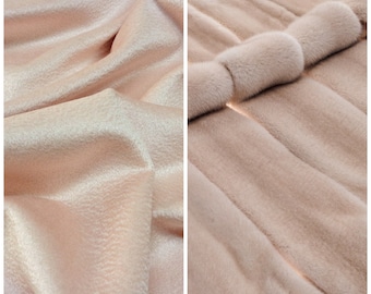 Mink Fur Trim Cashmere Creamy  Rose  Biege  Long Elegant Warm Soft Scarf Stole Wrap Winter Accessory Gift