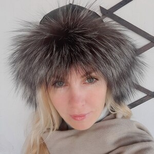 Silver Fox Black  Sheepskin Warm  Hat Winter Accessory