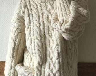 Pull torsadé blanc divers laine mohair coton pull gilet chaud doux élégant collection d'hiver