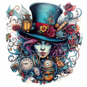 Mad Hatter 5 Pictures, Wonderland Unique Art, Alice In Wonderland Theme, Beautiful, Captivating Pieces, White Rabbit Art, Wonderland Arr
