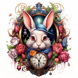 White Rabbit, digital Wonderland, a journey, unique art, enhancing digital art Alice Wonderland White Rabbit vibrant digital art