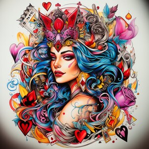 Alice In Wonderland Queen of Hearts Digitale Prints Alice in Wonderland Unieke Queen of Hearts Prints Wonderland Thema Digitale Prints