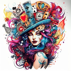 Alice im Wunderland, Herzkönigin, Drucke, weißes Kaninchen, Digitaldruck, Kunstdruck, Wunderland, Grinsekatze, unikat