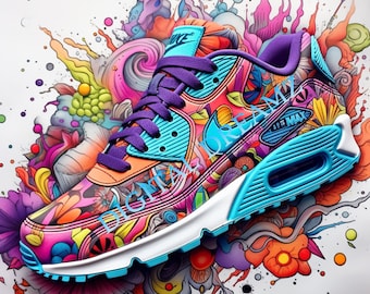 Air Max Sneaker Art Print, Colorful Pop Art, Urban Chic (Digital Download)