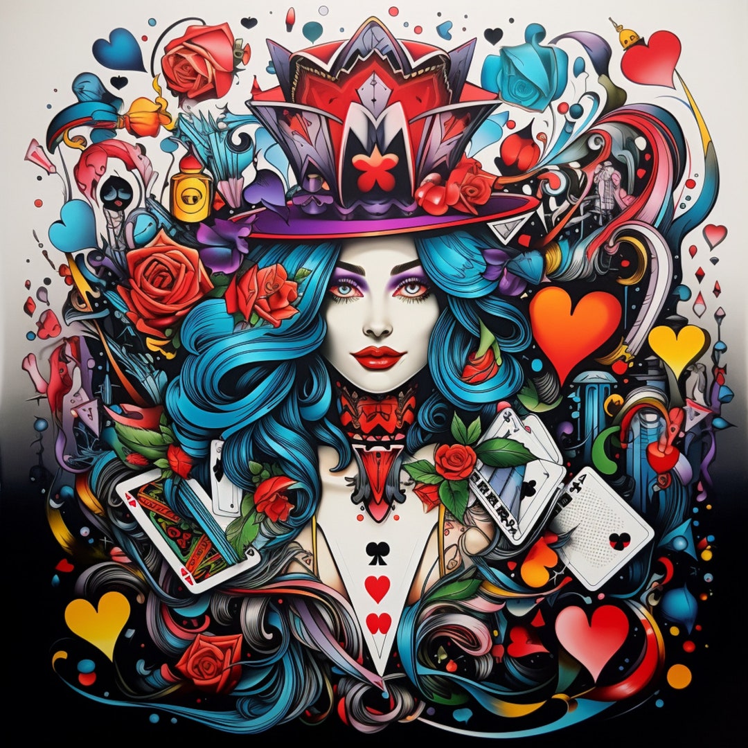 Alice in Wonderland Queen of Hearts Digital Prints Alice in Wonderland