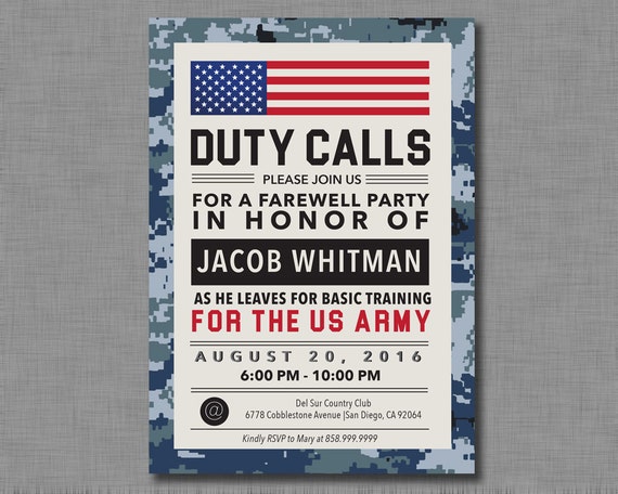 Going Away Party Invitations Military 8