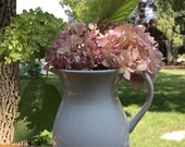 White Pitcher Vintage pottery tall would be lovely as a Vase Rustic farm style