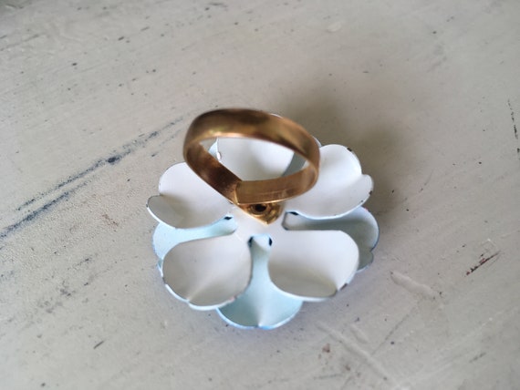 Vintage blue enamel flower ring mod 60's 70's era… - image 5