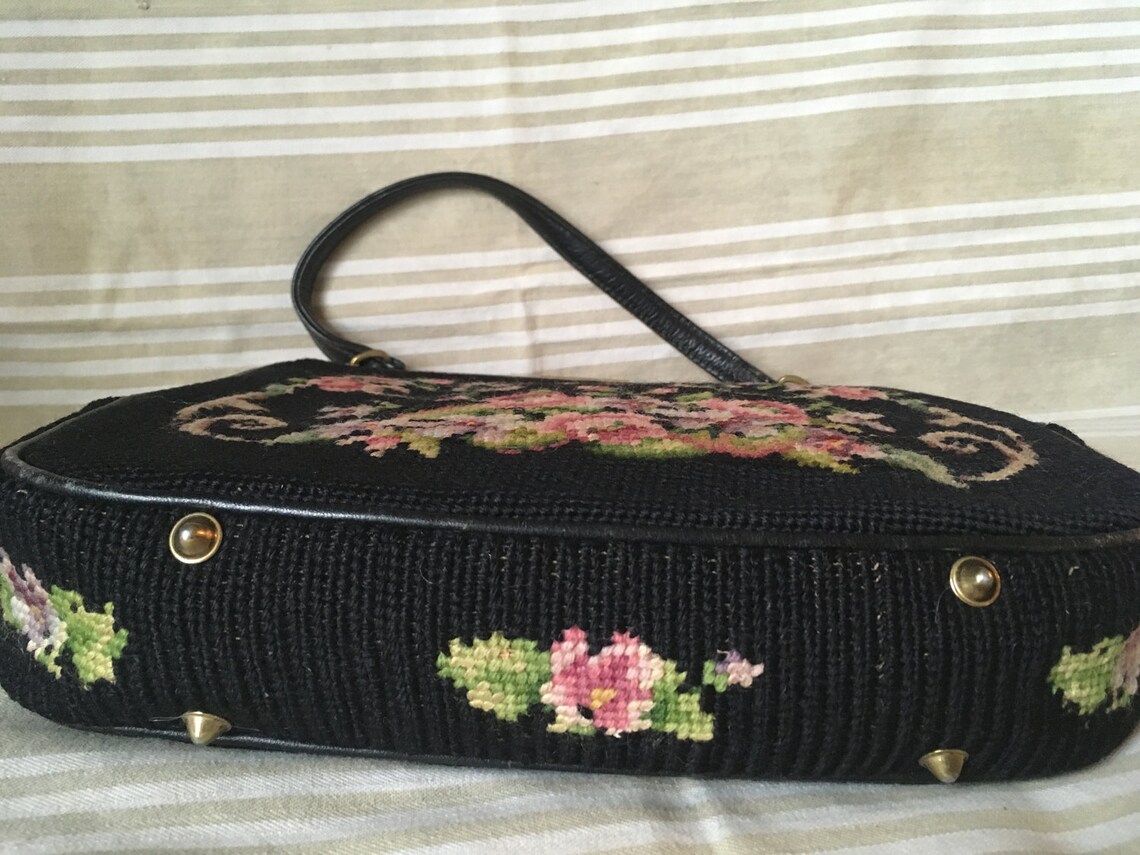 Vintage Needlepoint Wool Purse bag Etsy