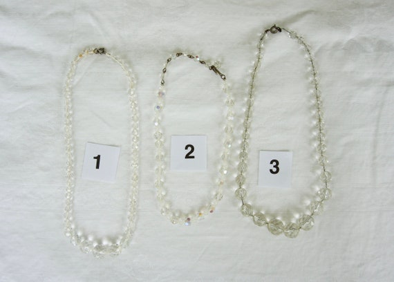 Lot of 3 Vintage crystal necklace bridesmaid wedd… - image 1