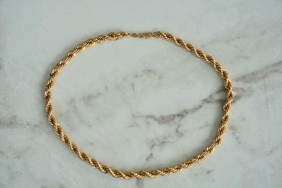 Gold Tone Necklace Rope Chain Costume Jewelry Choker 80s 90s Retro  Brutalist Era Heavy Shiny - Etsy