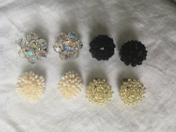 Vintage earring lot retro cluster clip earrings p… - image 2