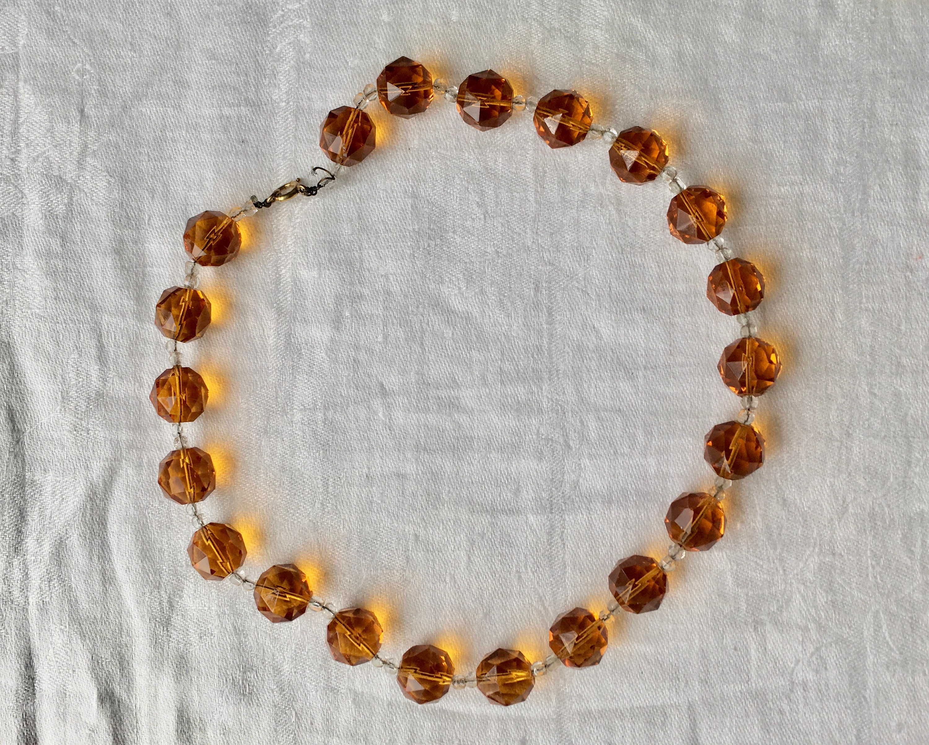 Mid-century Necklace Vintage Cut Glass Faceted Brown Bead - Etsy