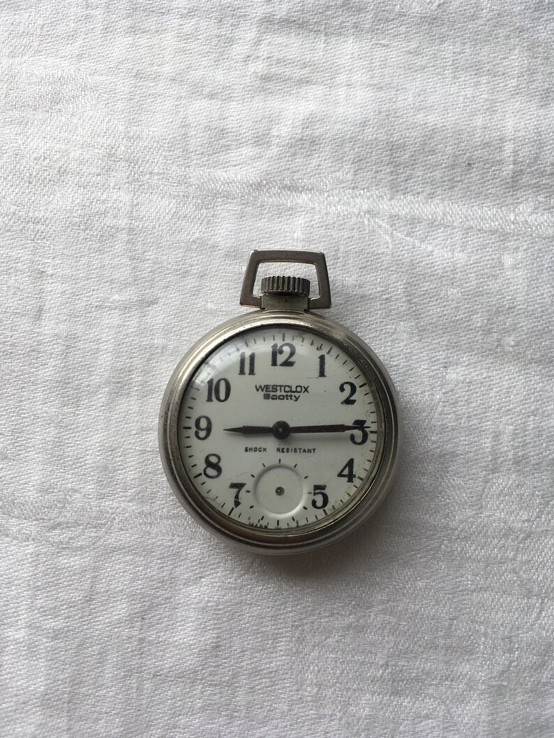 Westclox Scotty vintage pocket watch 1950's ticks but Etsy