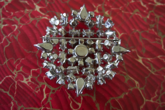 Garne rhinestone brooch pin 40's-60's Glam signed… - image 5