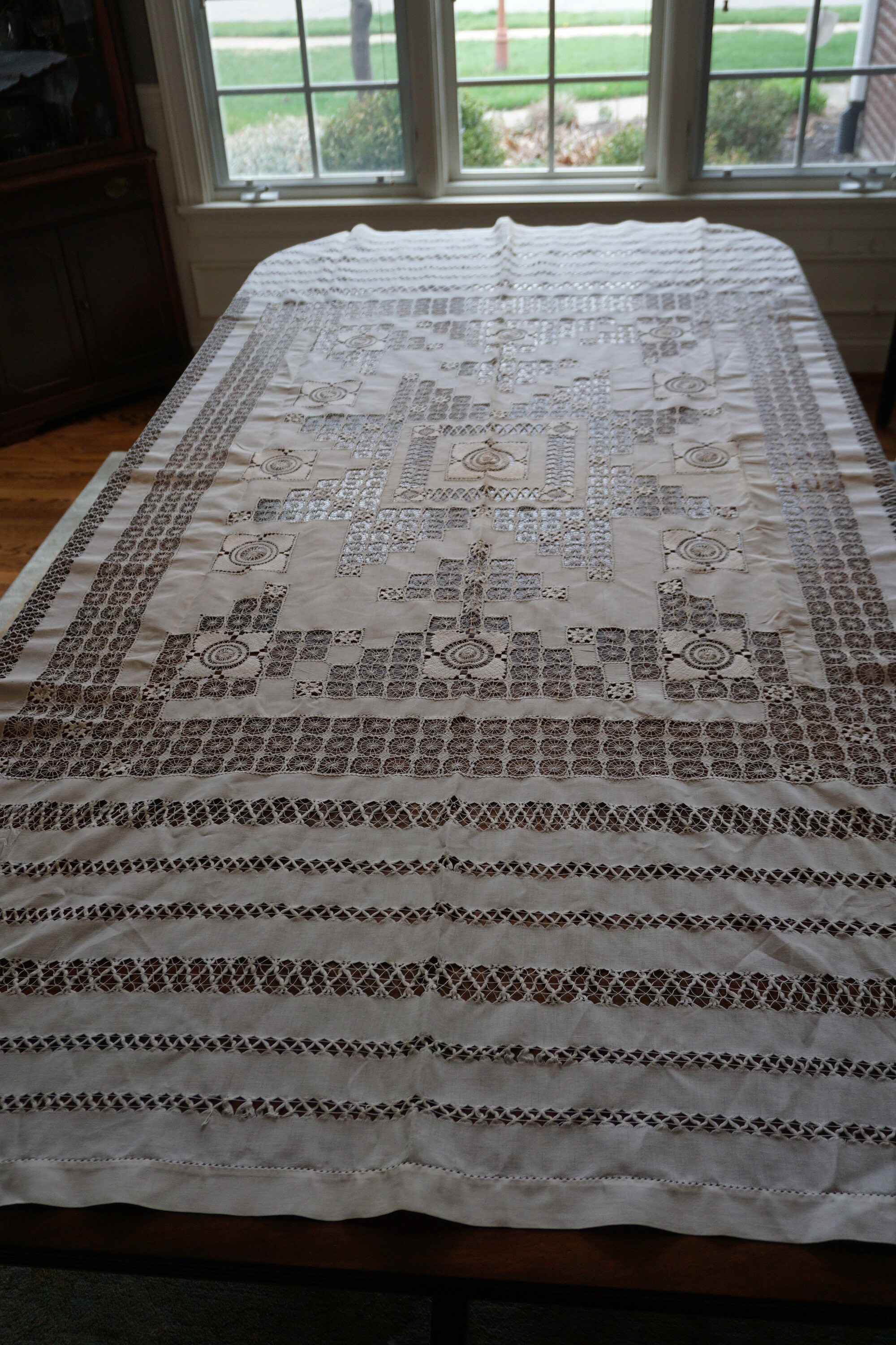 Antique Lace Tablecloth 96 X 57 off White Early 1900s Vintage Etsy