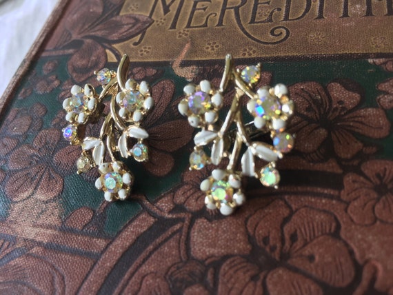 Coro vintage earrings signed 50s 60s MCM floral a… - image 6