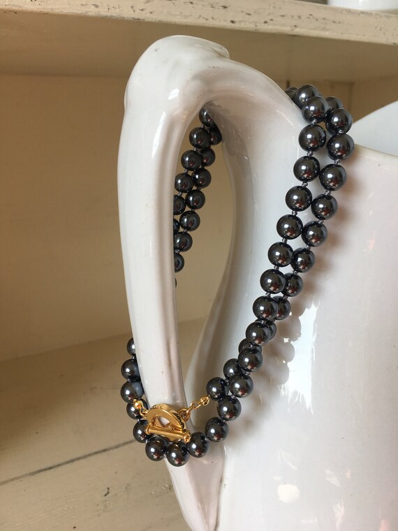Carolee necklace vintage black faux pearls 80's era c… - Gem