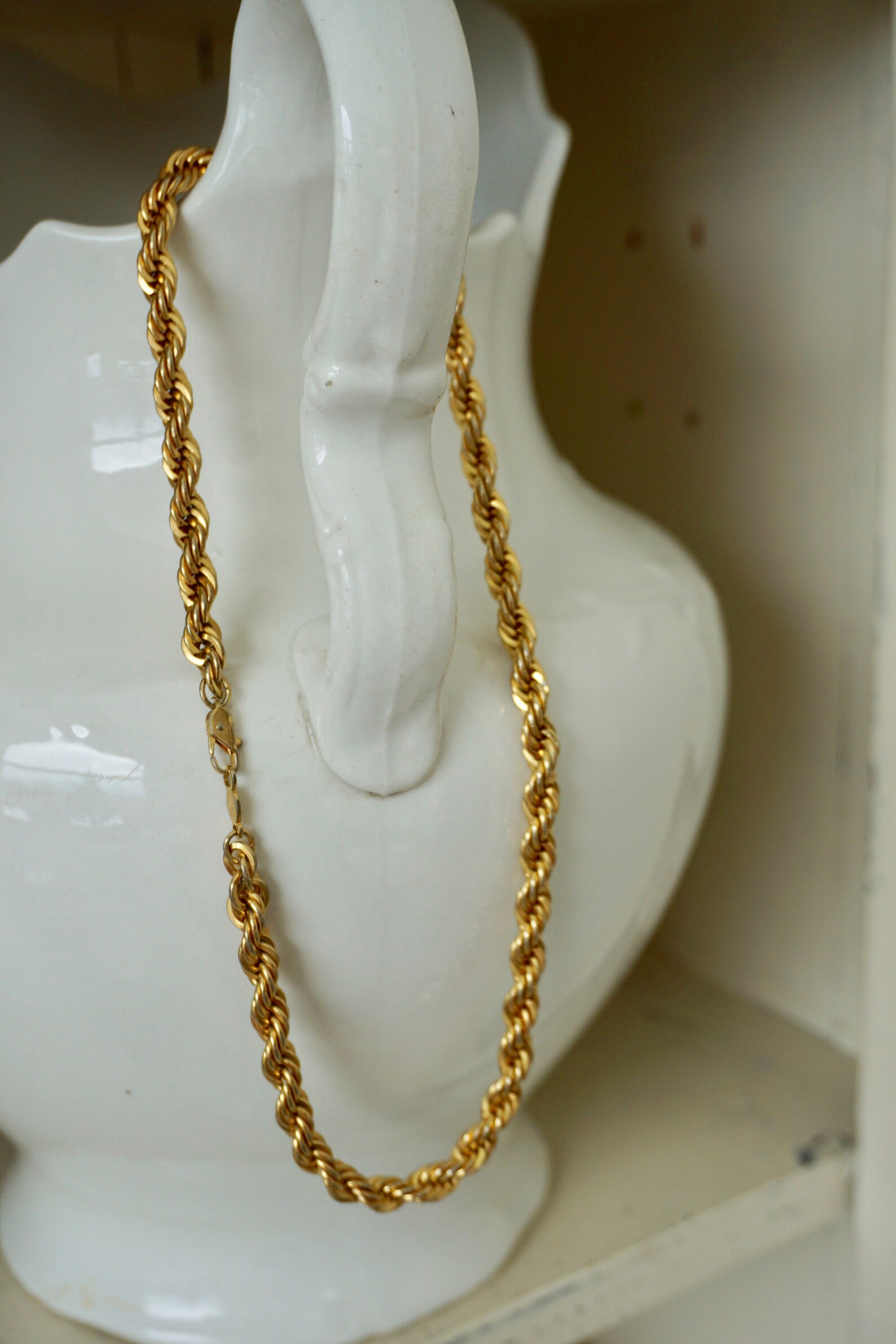 Gold tone necklace rope chain costume jewelry choker 80s 90s Etsy