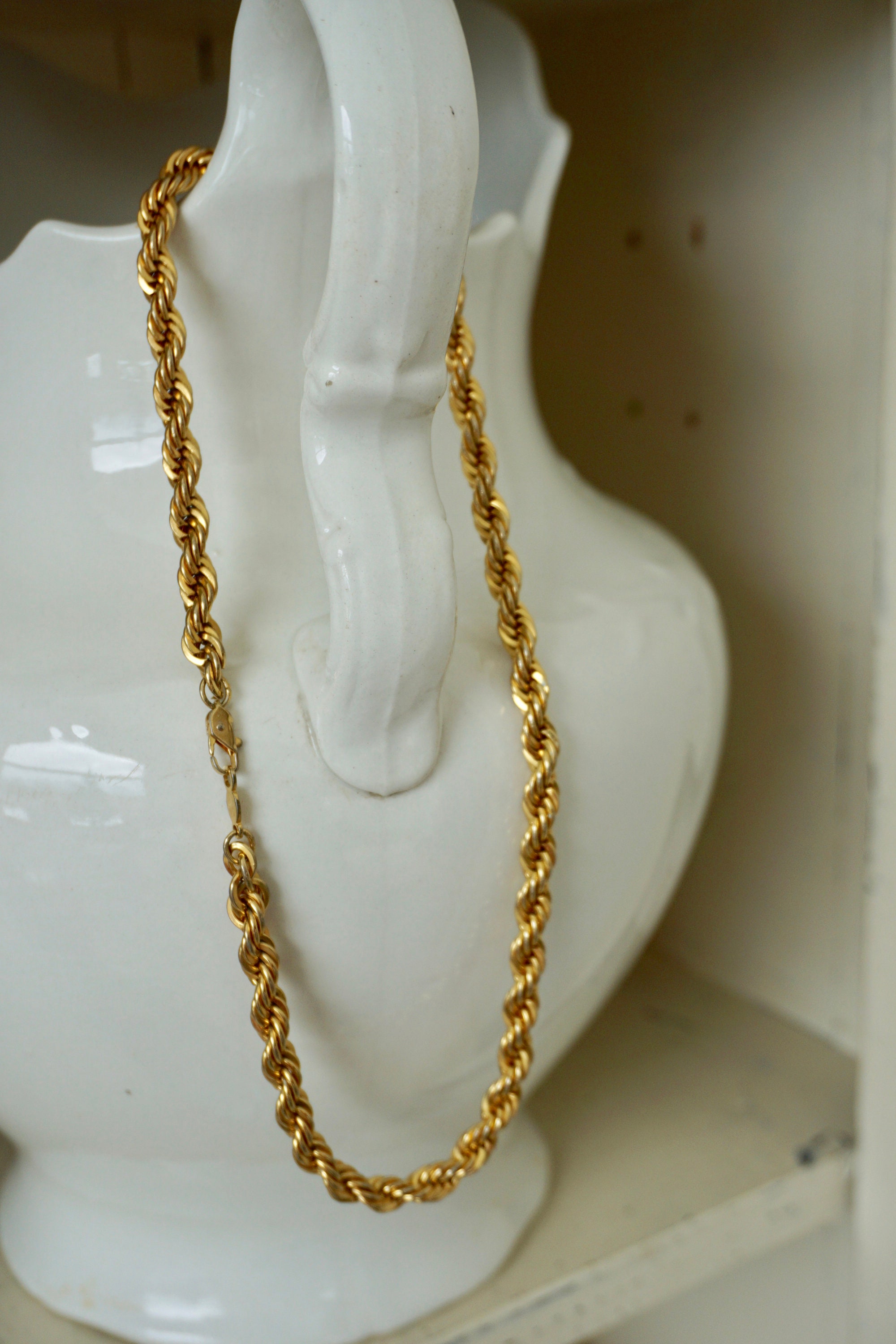 Gold tone necklace rope chain costume jewelry choker 80s 90s Etsy.de