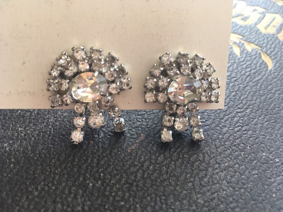 Vintage mid-century rhinestone earrings jewelry l… - image 5