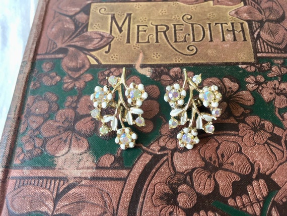Coro vintage earrings signed 50s 60s MCM floral a… - image 1