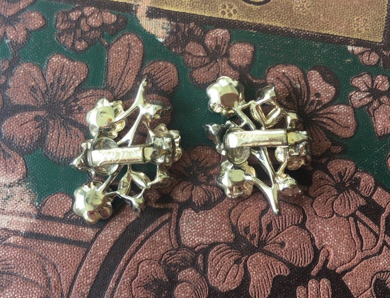 Coro vintage earrings signed 50s 60s MCM floral a… - image 5