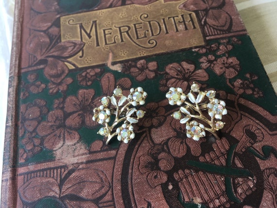 Coro vintage earrings signed 50s 60s MCM floral a… - image 2