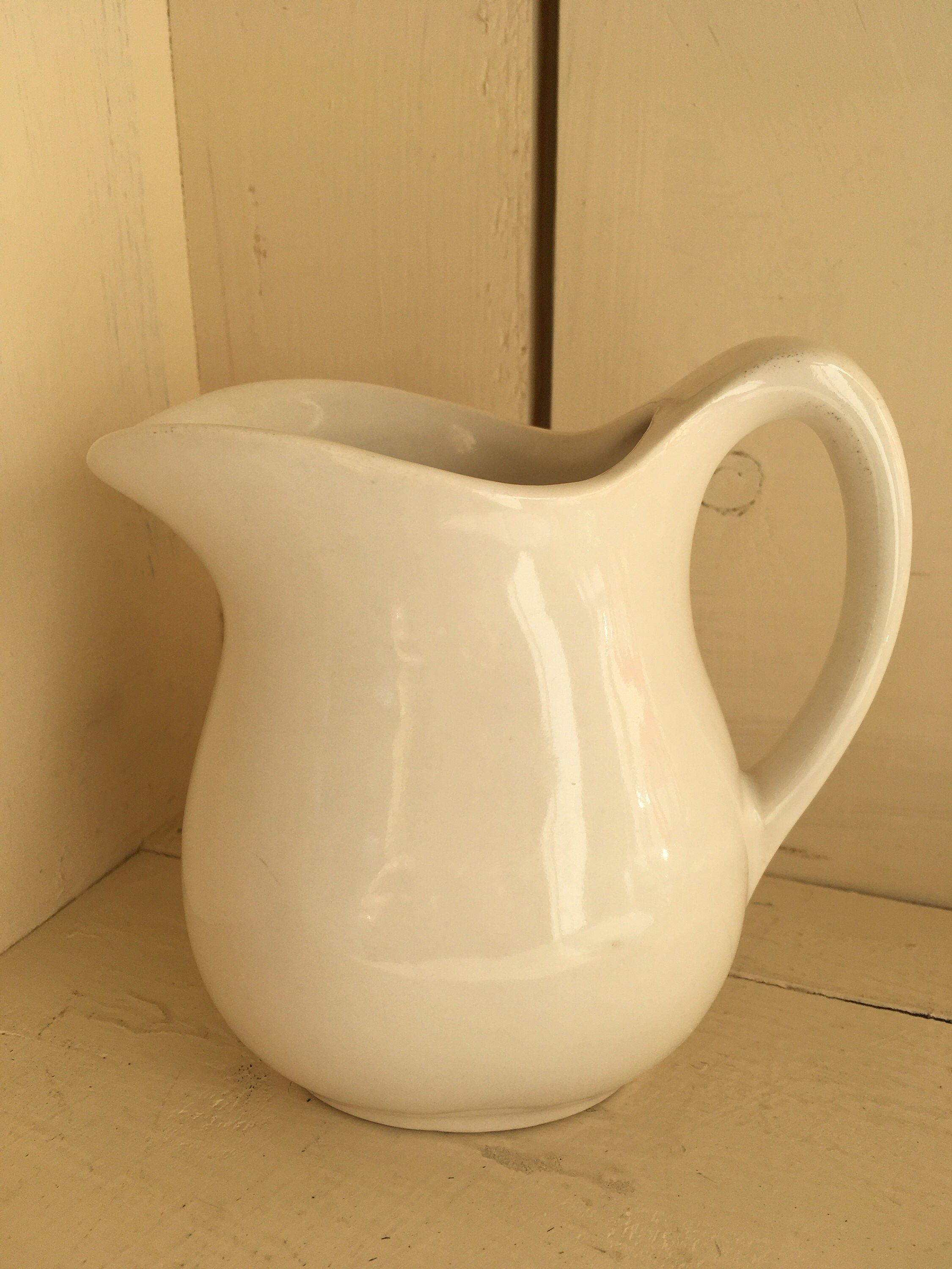 Vintage White Pitcher Cream Milk USA Rustic Farm Style Art Etsy UK