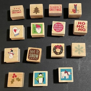 Heleboel 15 *GEBRUIKTE* Stempels voor Kerstbeer Kerstboom Niet Open Seizoensgroeten Geschenken Laat het Sneeuwen Pinguïn Ho Ho Ho