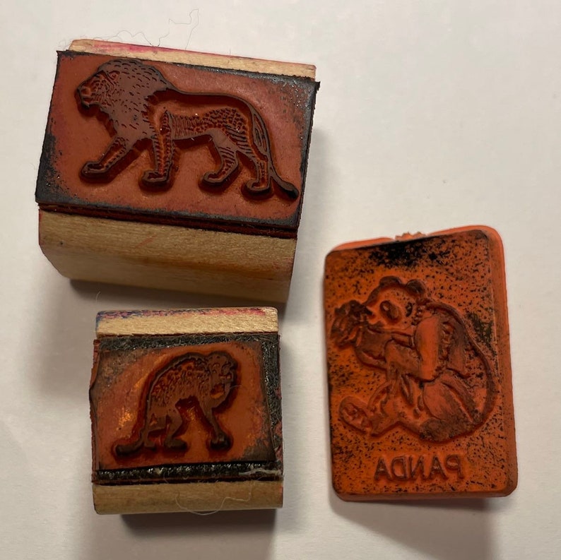 Rubber Stamps Animals Set of 12 Stamps USED Tiger Duck Swan Cow Otter