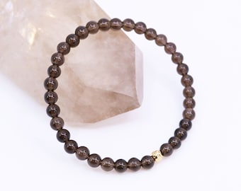 Dainty Smoky Quartz Bracelet, Protection Crystal, Healing Jewelry, Gold Fill Bracelet, Minimalist Bracelet, Non Tarnish Jewelry