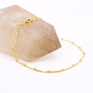 Dainty Gold Satellite Bracelet, Adjustable Gold Chain Bracelet, 14K Gold Filled Jewelry, Satellite Bracelet, Water Safe Jewelry