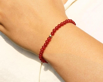 Dainty Carnelian Bracelet, Power Crystal, 14K Gold Filled Bracelet, Gemstone Jewelry, Protective Bracelet