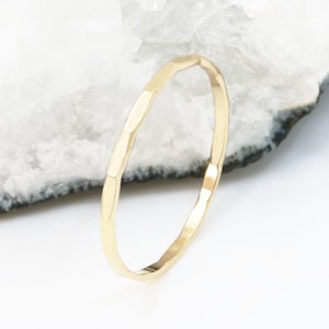 Gold Hammered Ring, Dainty Gold Filled Ring, Minimalist Ring, Promise Ring, Non Tarnish Ring, Alternative Engagement Ring