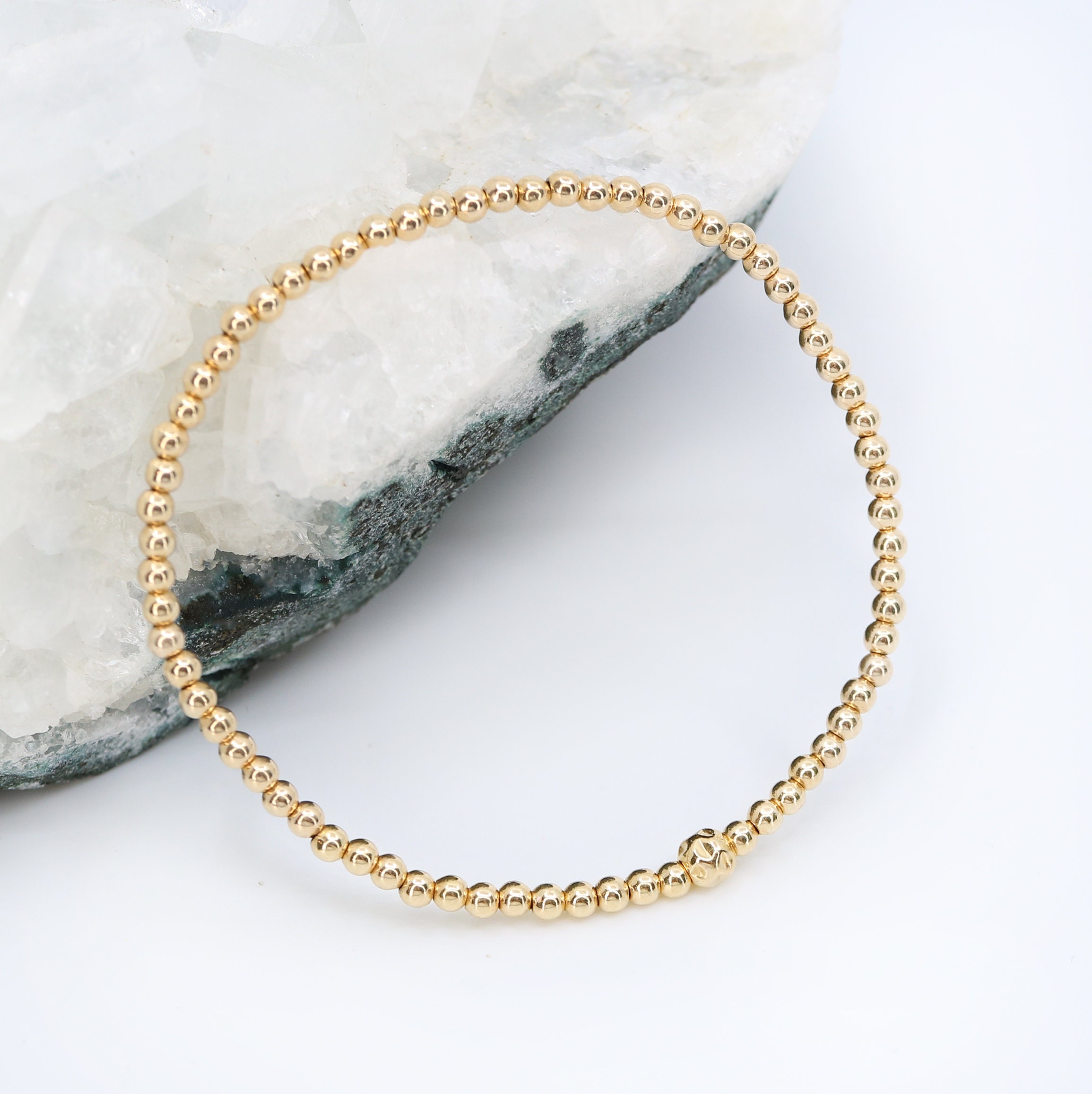Dainty Gold Bracelet Gold Filled Beaded Jewelry Minimalist Etsy UK