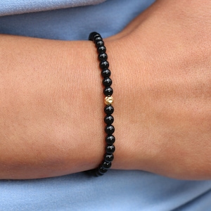 Dainty Protection Bracelet | Onyx & Gold Bracelet | Strength and Protection | Healing Crystal Bracelet | Gold Fill | Hypoallergenic
