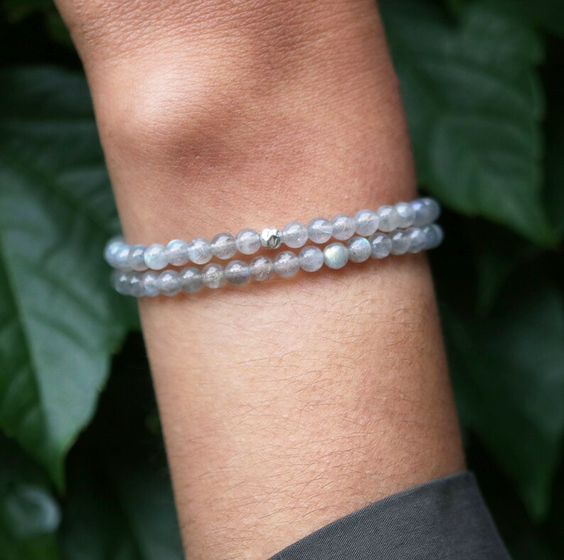Healing Gemstone Bracelets 14K Gold Filled Dainty Labradorite Bracelet Set Protection Bracelets Sterling Silver