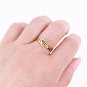 Heart Ring Set, Gold Filled Rings, Dainty Stacking Rings, Minimalist Jewely, Girlfriend Gift, Heart Ring, Non Tarnish Rings
