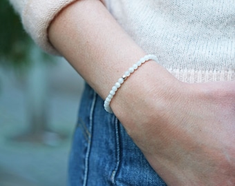 Intuition Moonstone Bracelet-Moonstone and Silver Bracelet-Dainty Gemstone Bracelet-Moonstone Crystal Bracelet