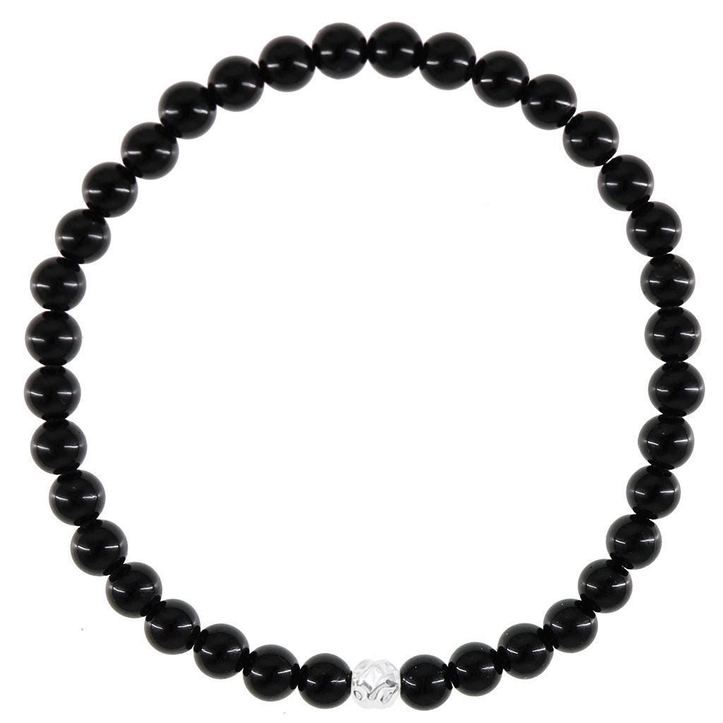 Dainty Onyx & Silver Bracelet, Protection Crystal, Healing