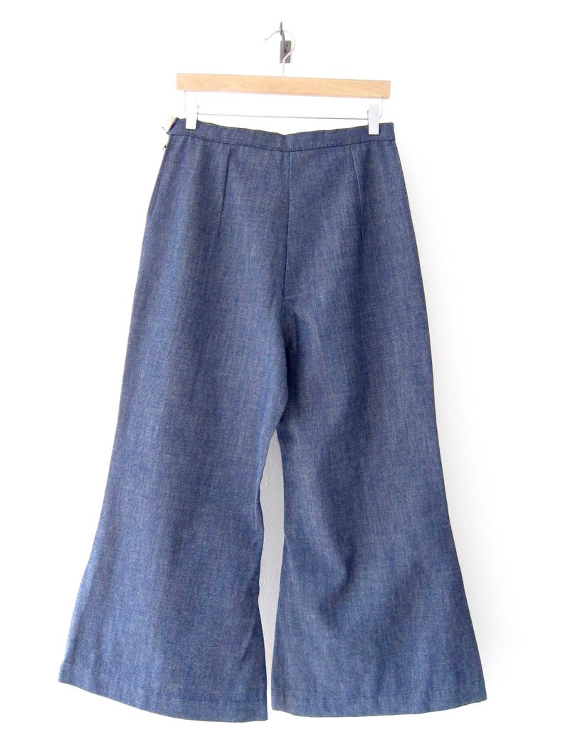 High-Waisted Chambray Bellbottoms 29 Waist 60/'s Denim Handmade Women/'s Jeans 50/% of Proceeds go to Planned Parenthood Vintage Wide-Leg