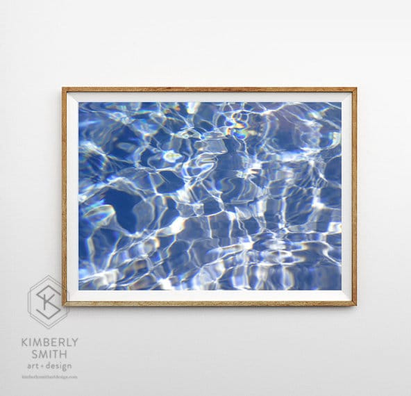 Watercolorful Icy Blue Pool Water Reflecting Sun - Fine Art ...