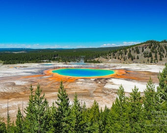 Candy Colored World Grand Prismatic Yellowstone  Fine Art Photography Print, Metal, Canvas Travel Large Mountains Home Decor Colorful Summer
