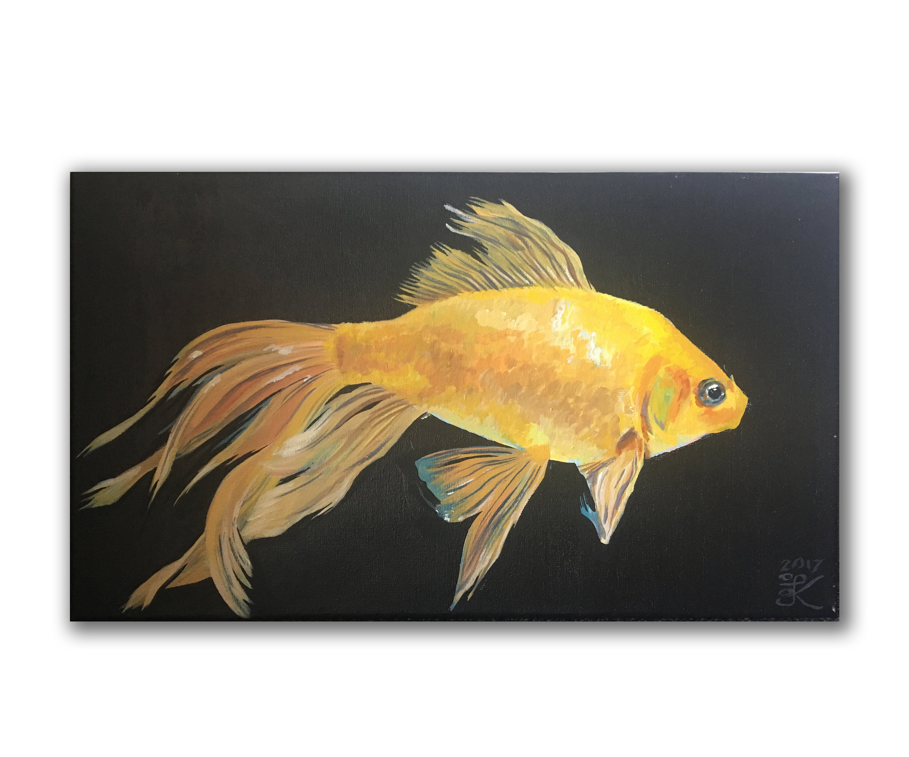 Beautiful Yellow Fish Original Acrylic Painting Wall Decor Etsy