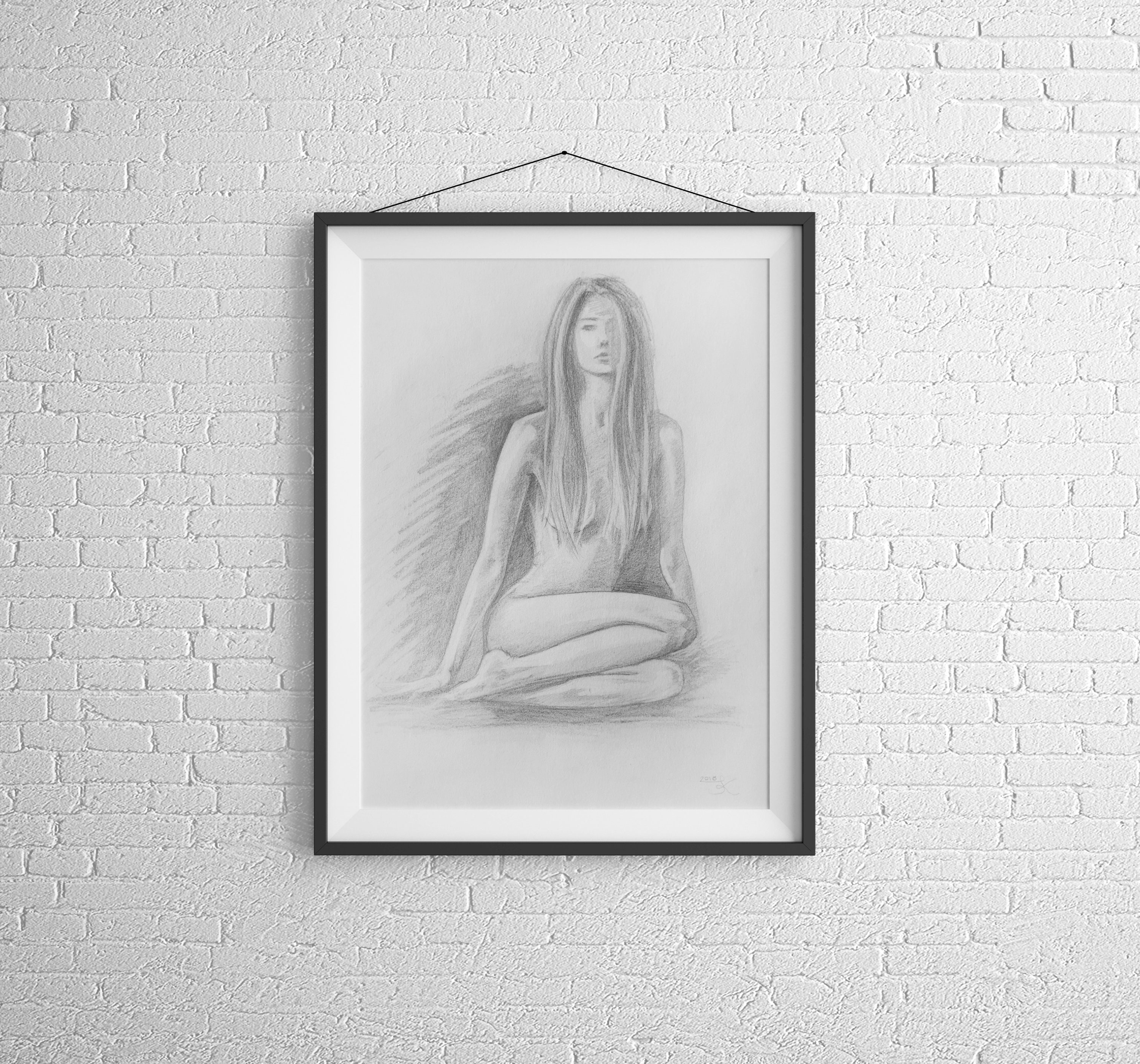 Original pencil sketch of nude woman female nudeart walldecor original nudeart sketch female sketch artwork decor