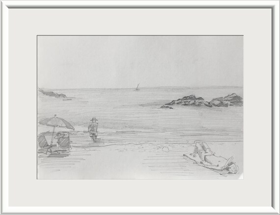 Original Bleistift Skizze Einer Meereslandschaft Etsy