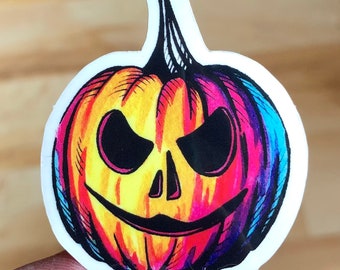 STICKER - Clear Rainbow Jack-o-Lantern