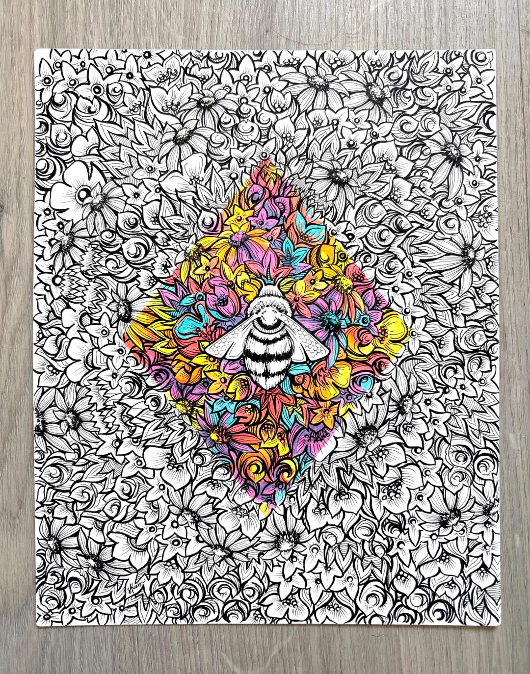 ART PRINT - Floral Diamond Bee - Etsy